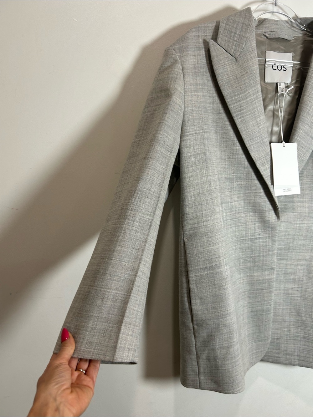NEW Cos Blazer Women 8 Structured Wool Linen Blend Taupe Relaxed Minimalist - Picture 7 of 16